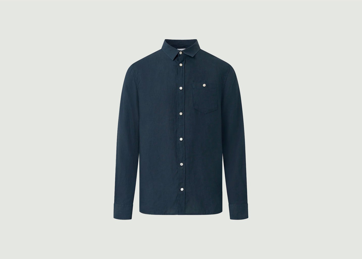 l'exception Chemise À Col Montant Bleu Marine Knowledge Cotton Apparel