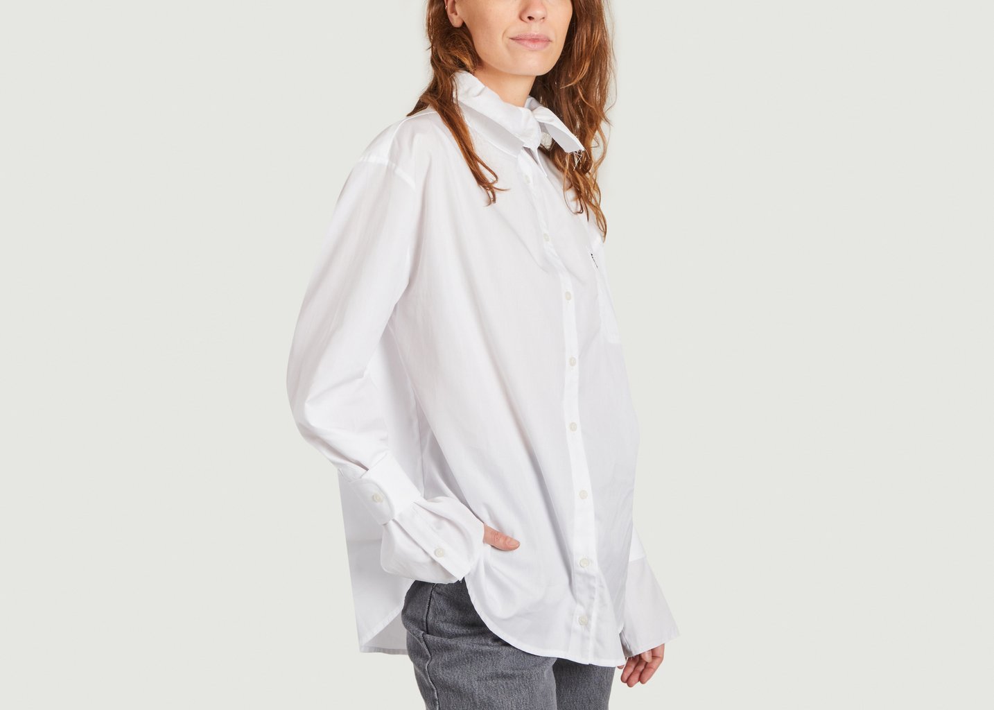 L'exception Chemise à Double Col Coco Blanc Façon Jacmin