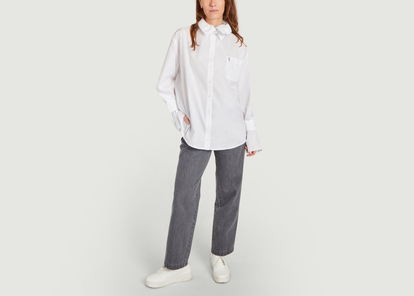 L'exception Chemise à Double Col Coco Blanc Façon Jacmin