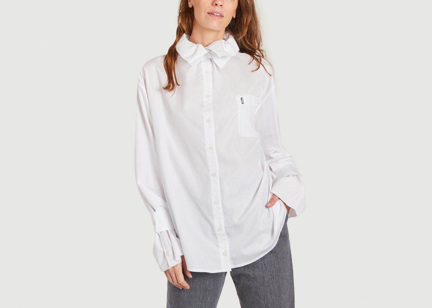 l'exception Chemise à double col Coco Blanc Façon Jacmin
