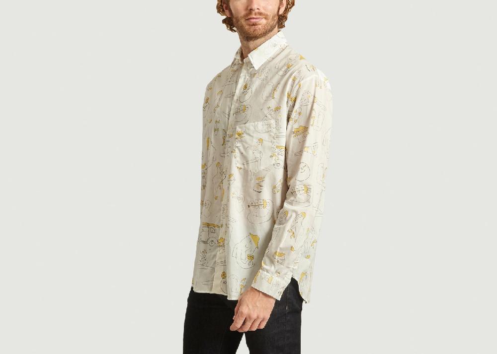L'exception Chemise à Imprimé Abstrait Band Of Outsiders X Amit Ecru Band Of Outsiders