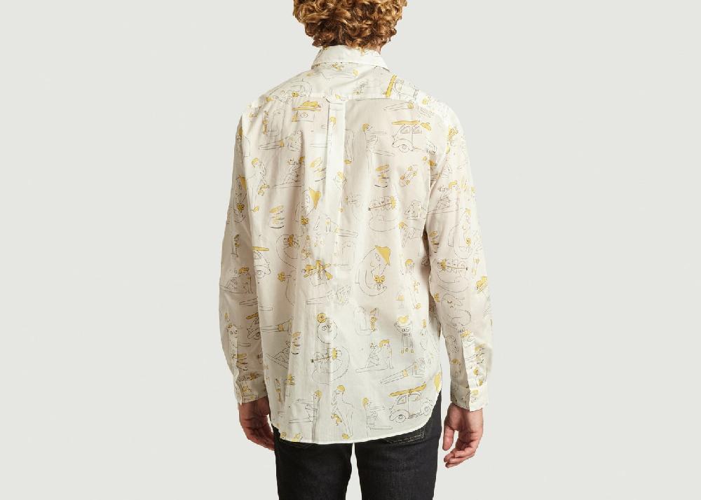 L'exception Chemise à Imprimé Abstrait Band Of Outsiders X Amit Ecru Band Of Outsiders