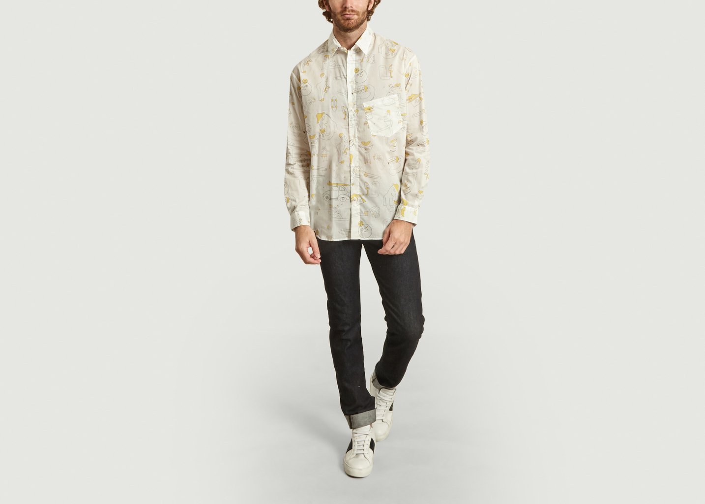 L'exception Chemise à Imprimé Abstrait Band Of Outsiders X Amit Ecru Band Of Outsiders