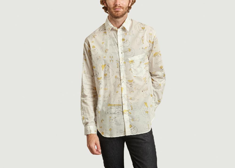 l'exception Chemise à imprimé abstrait Band Of Outsiders x Amit Ecru Band Of Outsiders