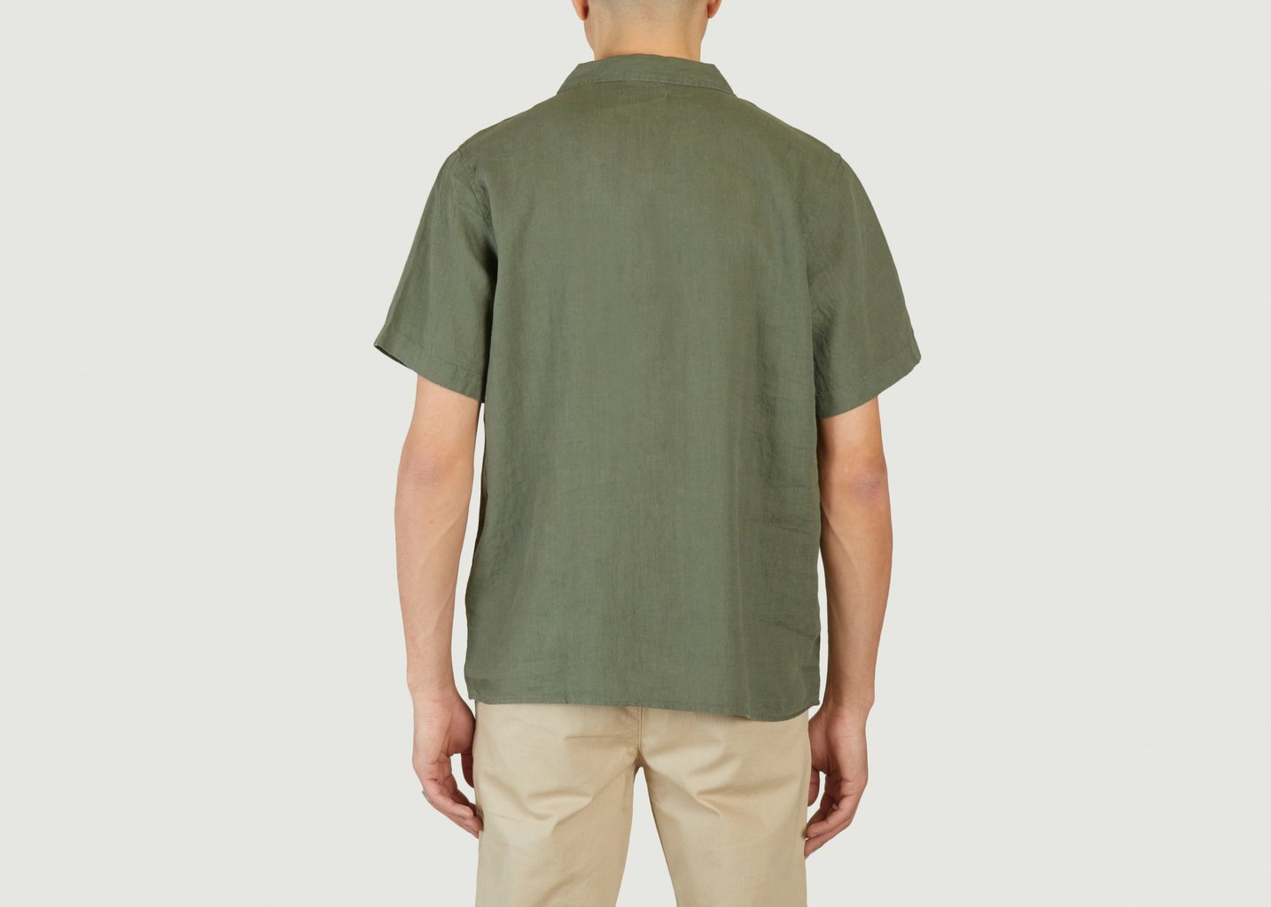L'exception Chemise À Manches Courtes En Lin Olive Knowledge Cotton Apparel