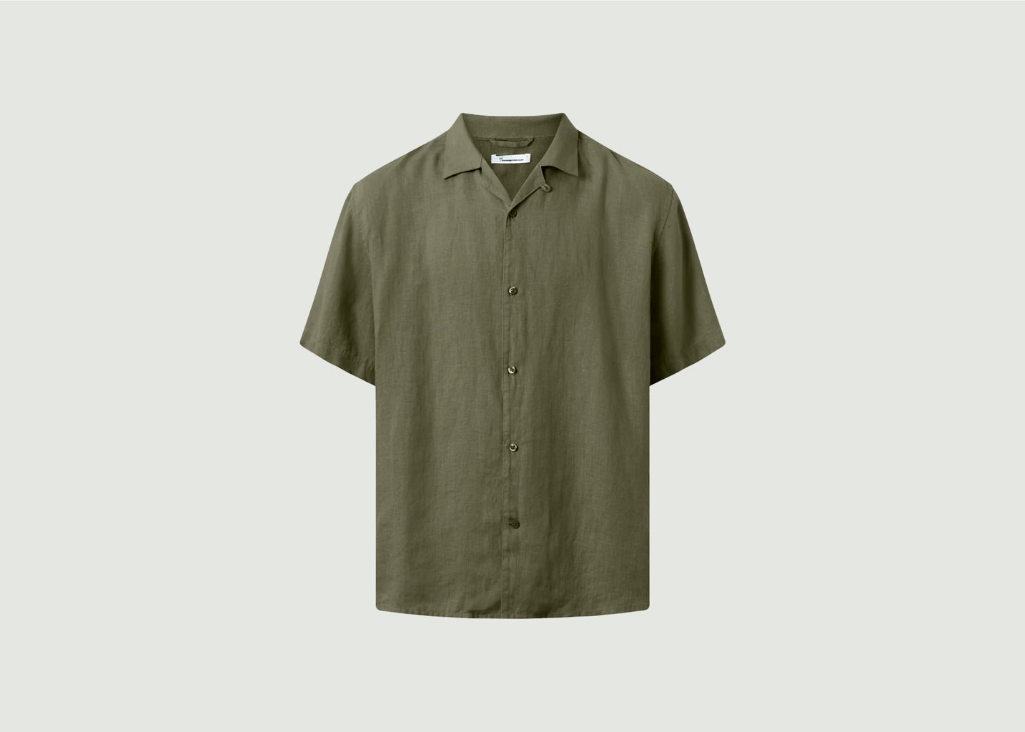 l'exception Chemise À Manches Courtes En Lin Olive Knowledge Cotton Apparel