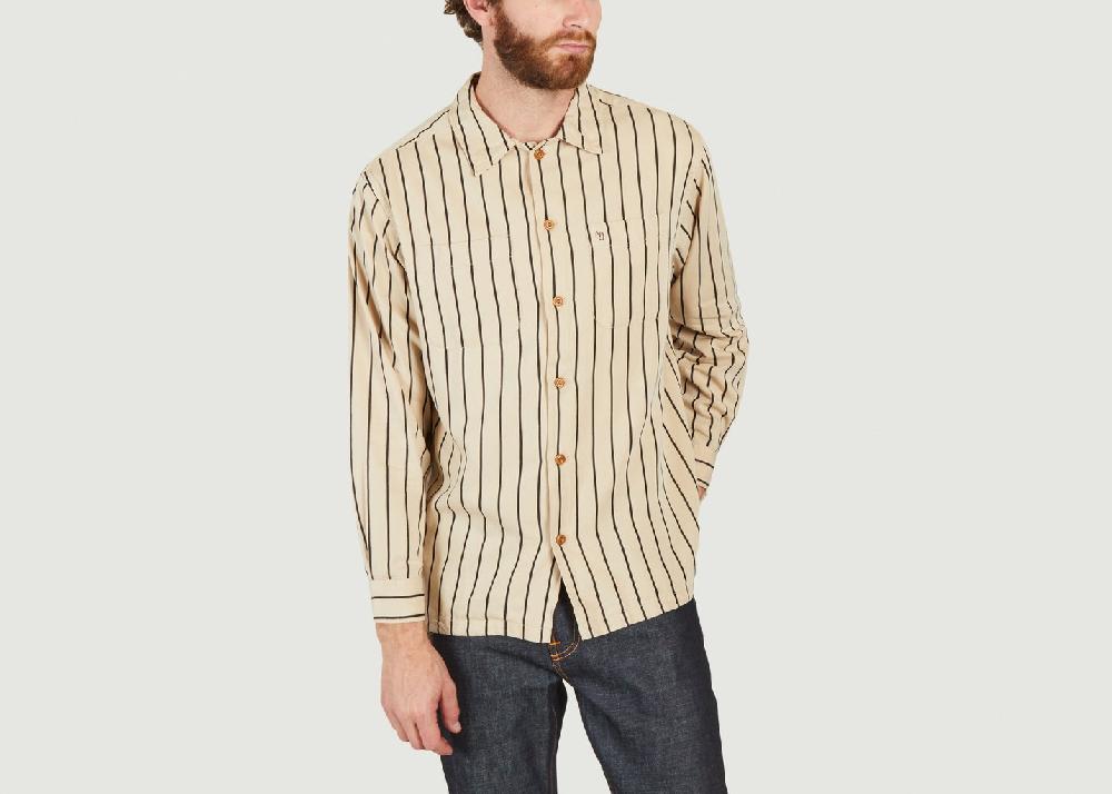 l'exception Chemise à rayures Vincent Crème Nudie Jeans