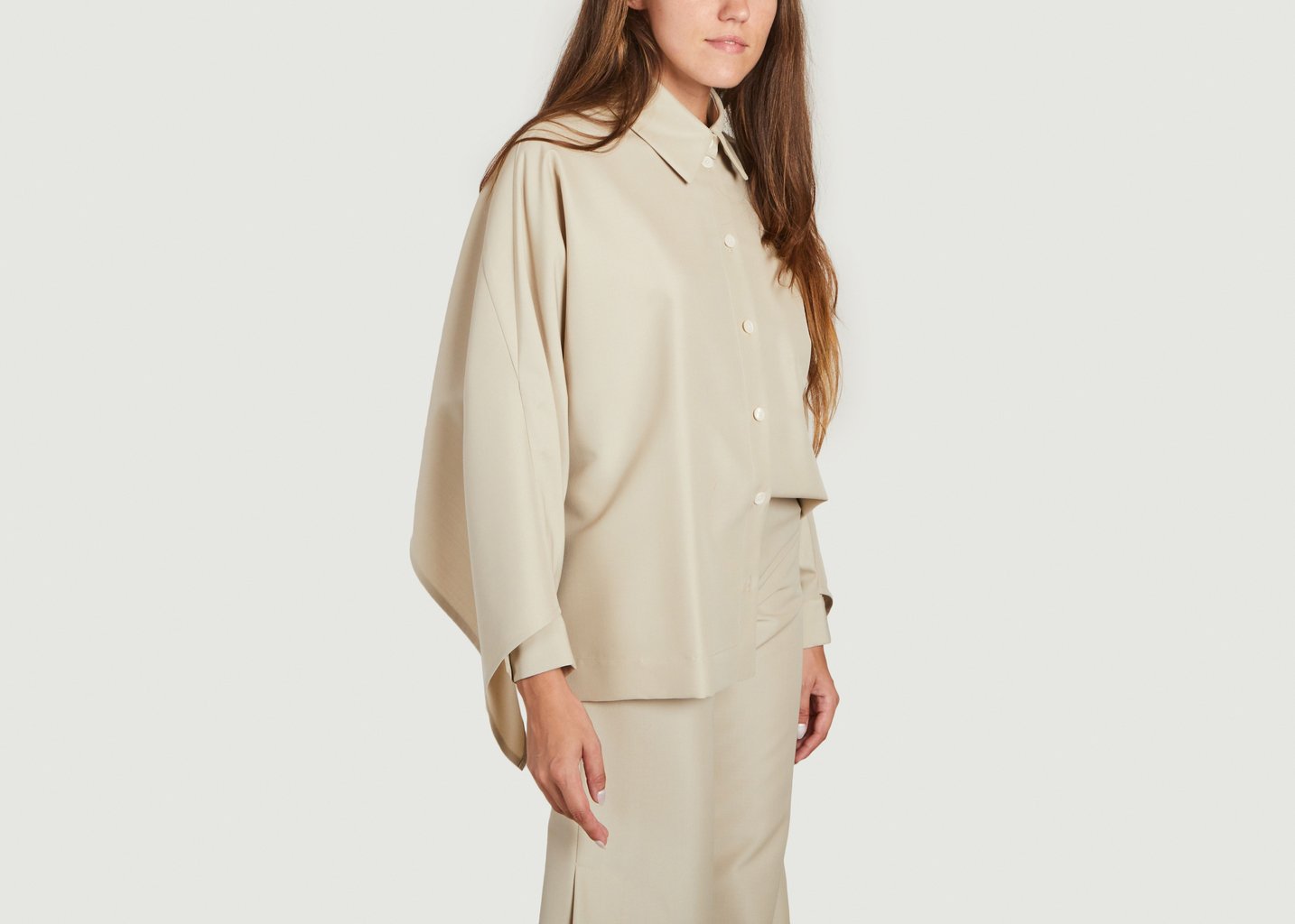 L'exception Chemise à Volant Beige Benjamin Benmoyal