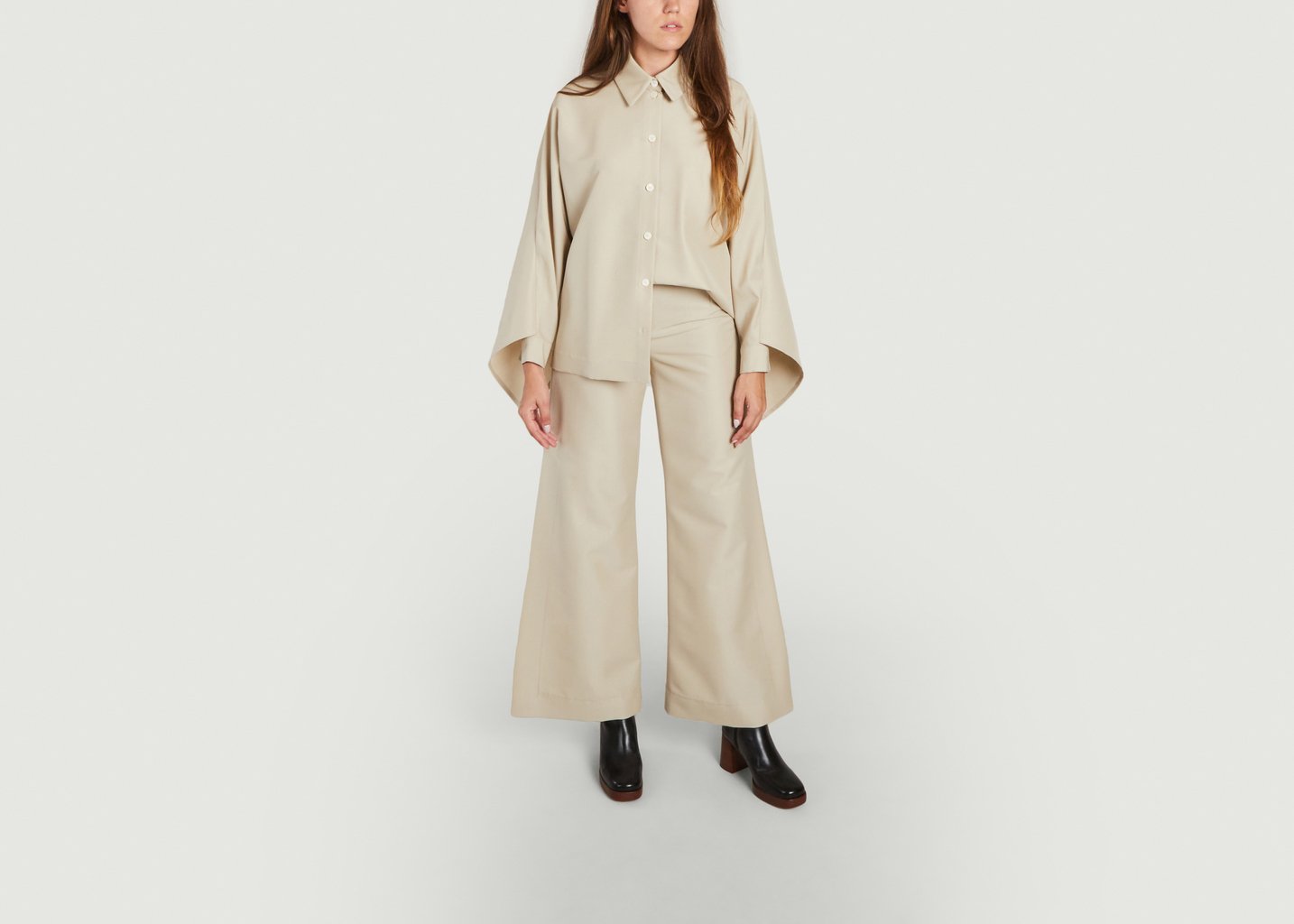 L'exception Chemise à Volant Beige Benjamin Benmoyal