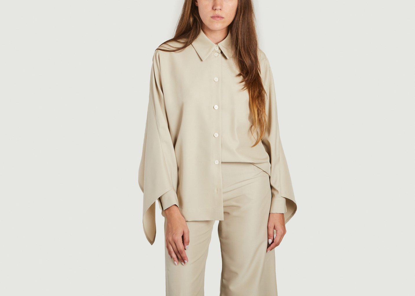 l'exception Chemise à Volant Beige benjamin benmoyal