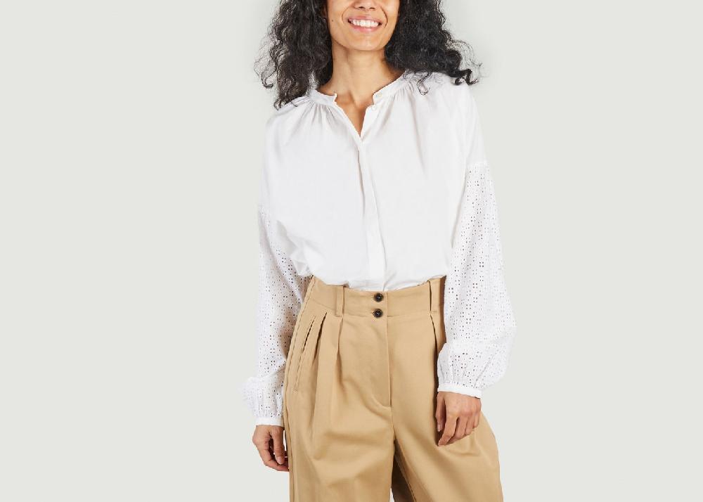 l'exception Chemise avec broderie anglaise Ava Blanc Skall Studio