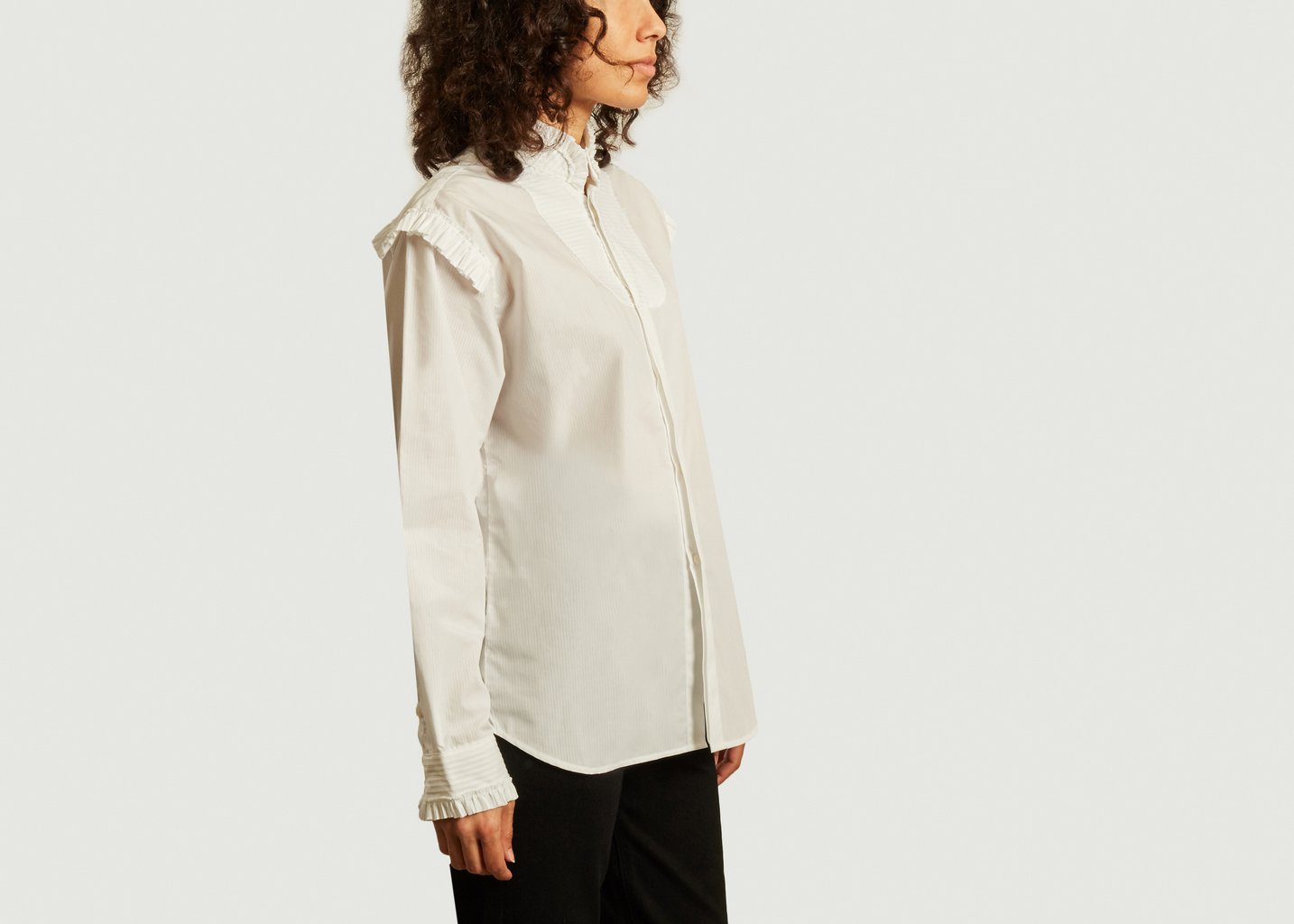 L'exception Chemise Avec Volants Flore Blanc Sarah De Saint Hubert