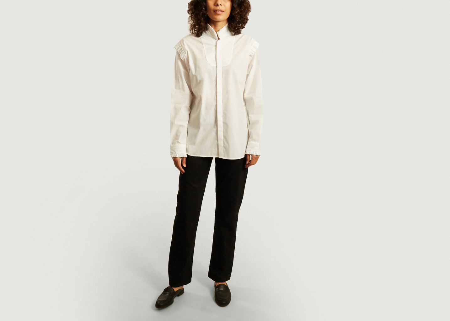 L'exception Chemise Avec Volants Flore Blanc Sarah De Saint Hubert