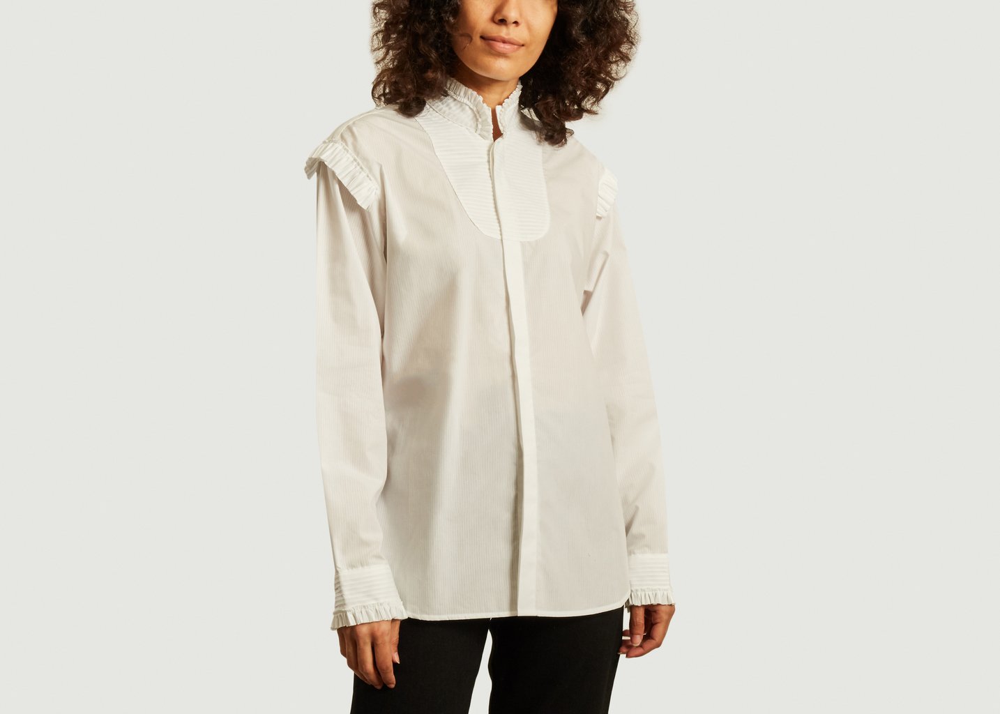 l'exception Chemise avec volants Flore Blanc Sarah de Saint Hubert