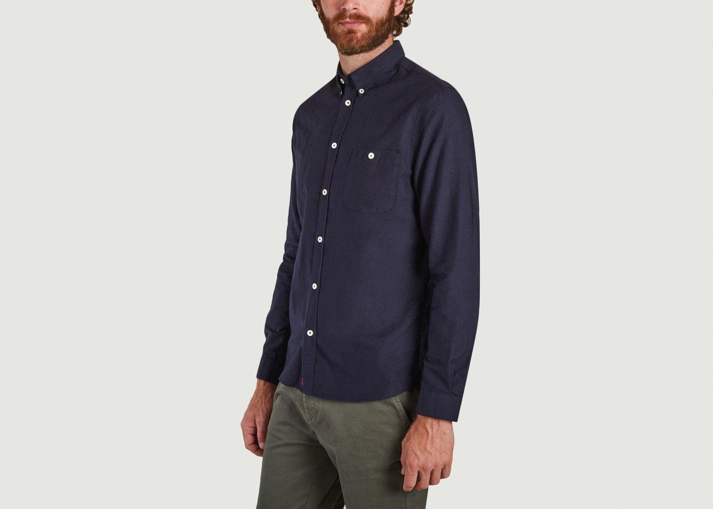 L'exception Chemise Boutonée Avec Poche Bleu Marine Cuisse De Grenouille