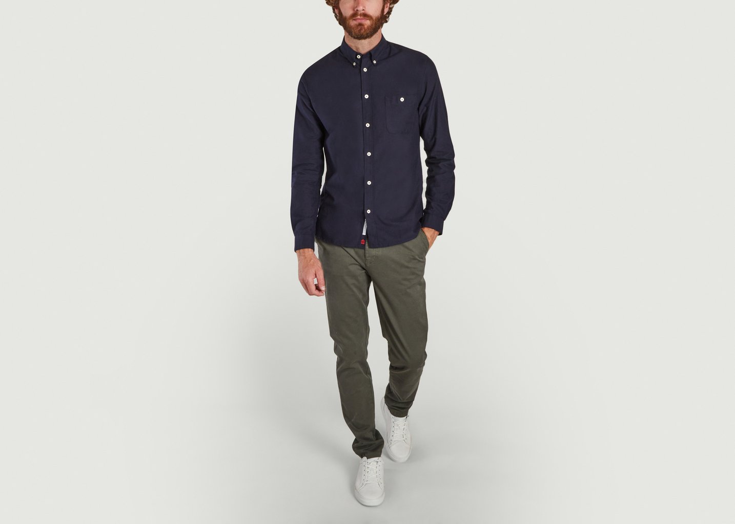 L'exception Chemise Boutonée Avec Poche Bleu Marine Cuisse De Grenouille