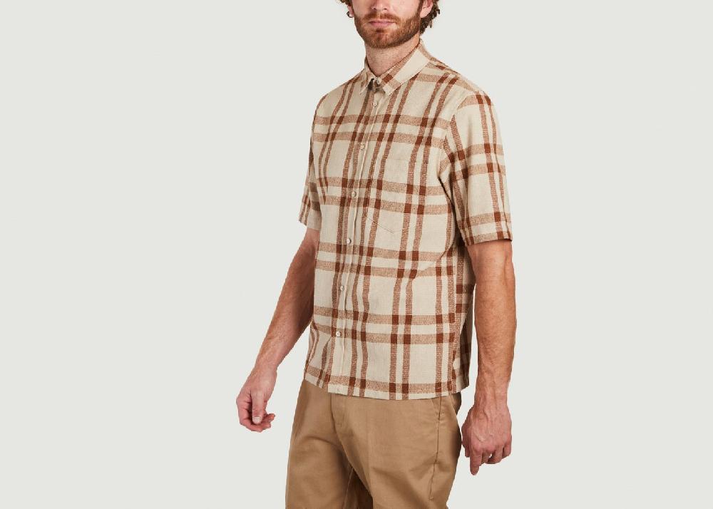 L'exception Chemise Boxy Manches Courtes à Carreaux Taro Marron Samsoe & Samsoe