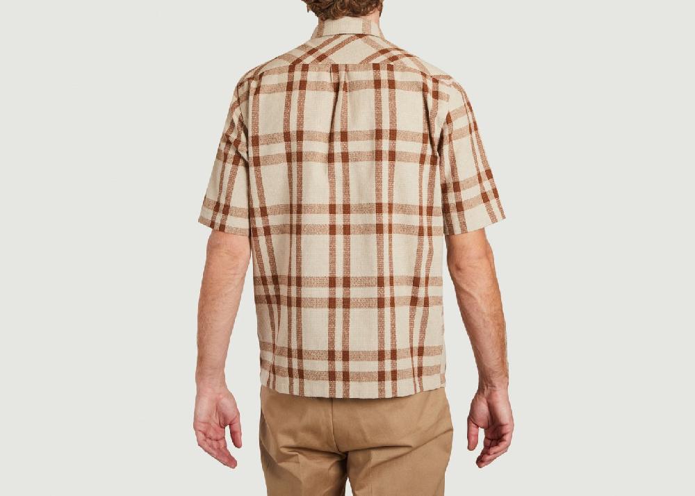 L'exception Chemise Boxy Manches Courtes à Carreaux Taro Marron Samsoe & Samsoe