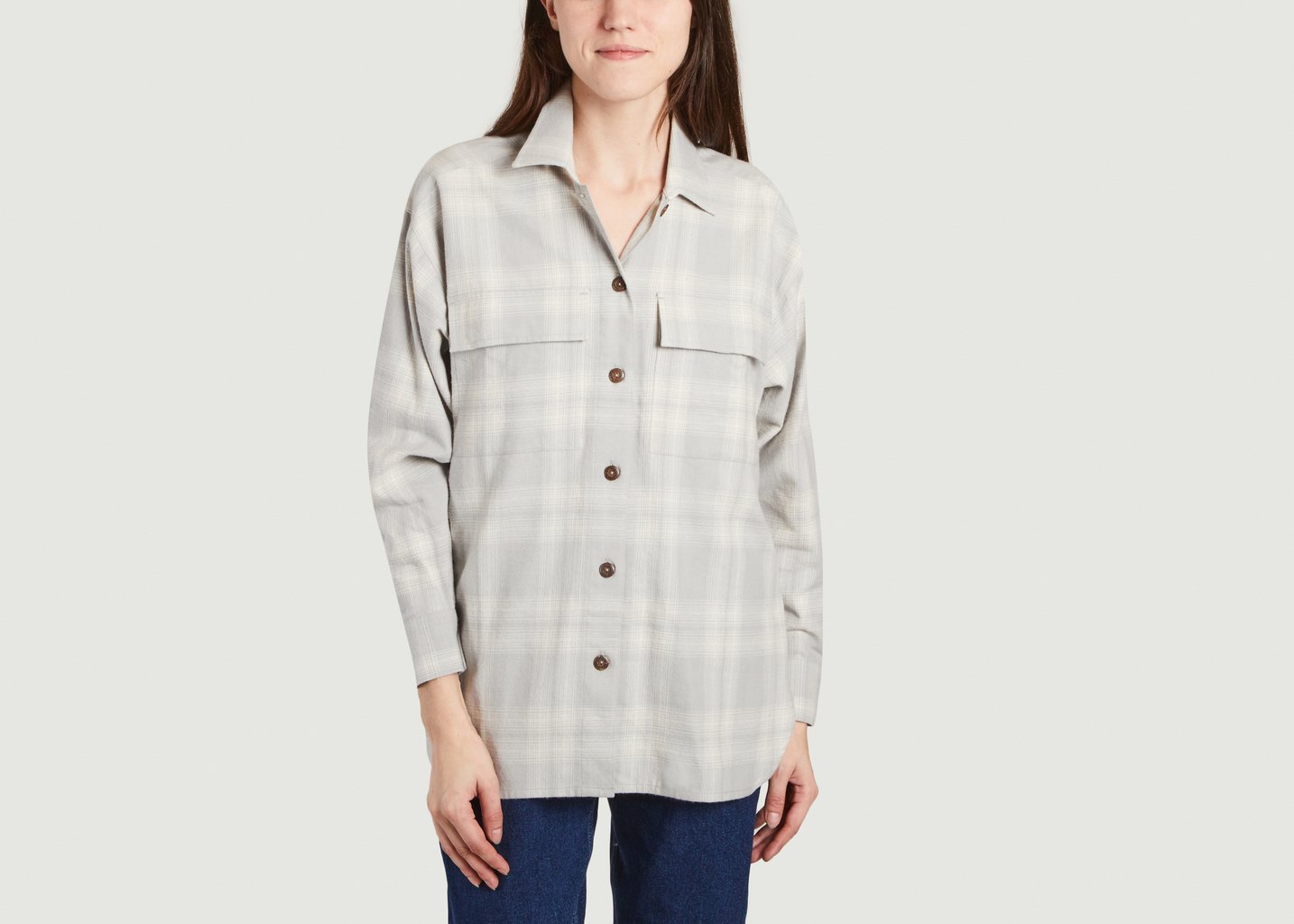 l'exception Chemise Carina Checked Gris People Tree