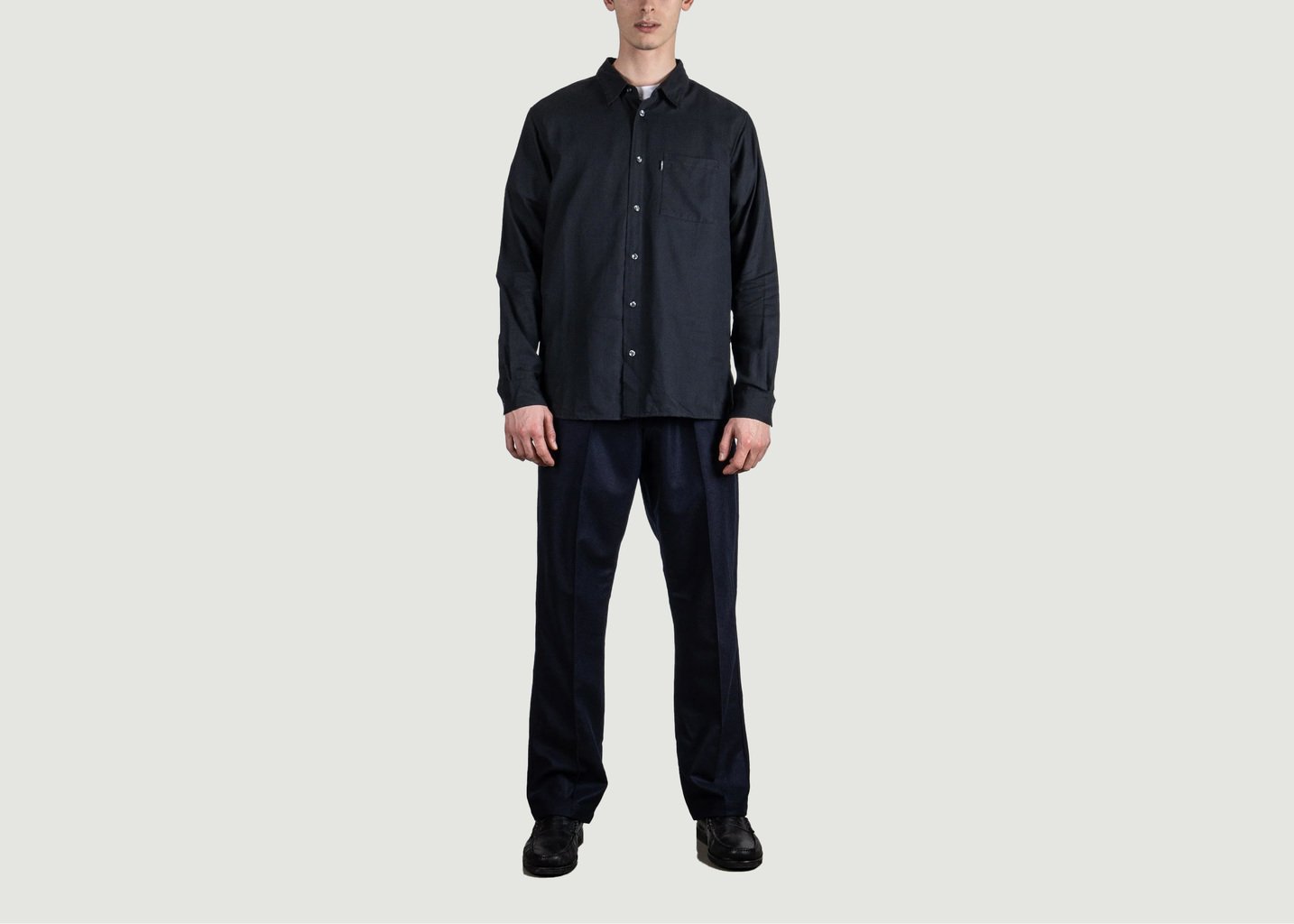 L'exception Chemise Classique En Sergé Léger Noir Crest