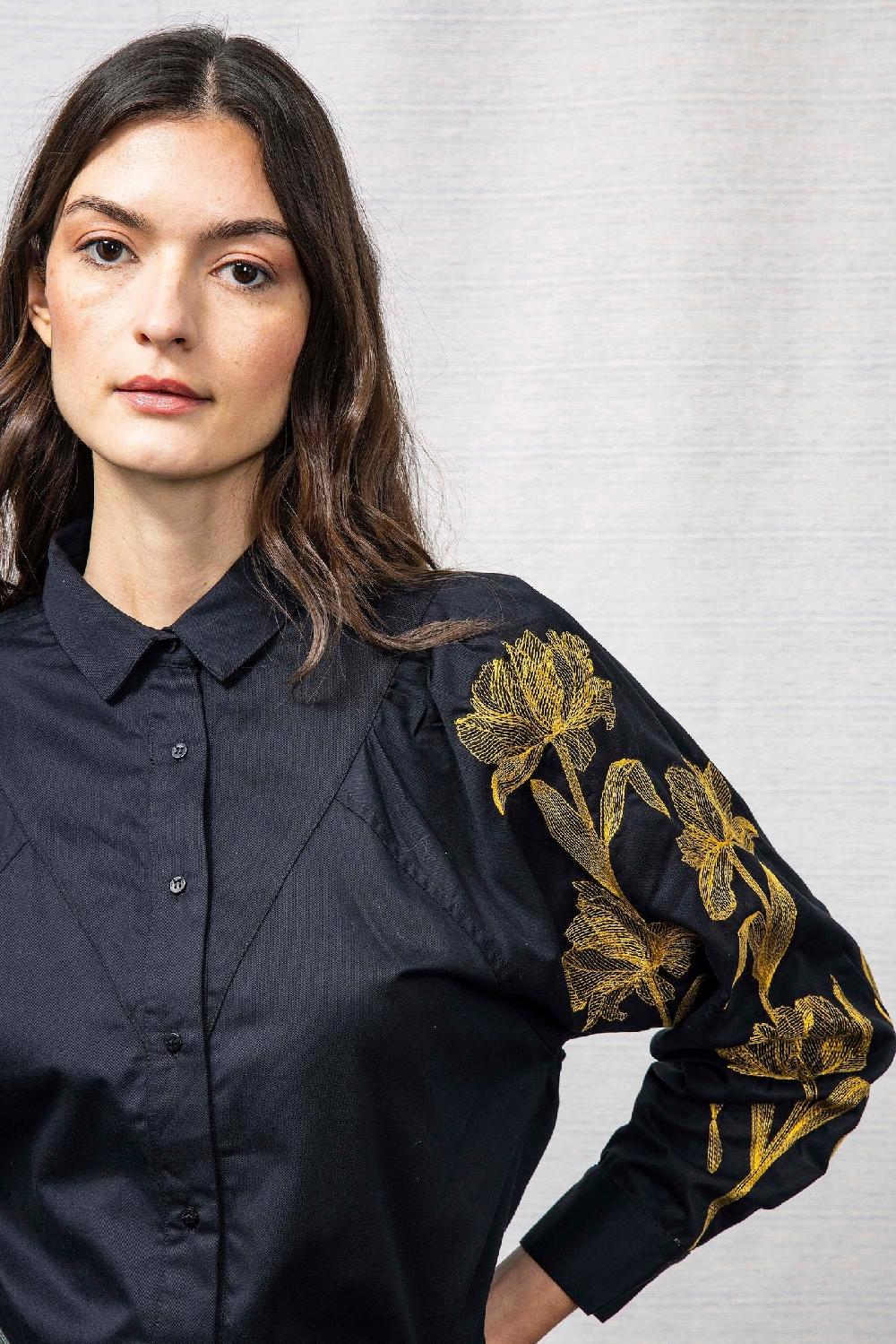 L'exception Chemise Donata Flores Noir Misericordia