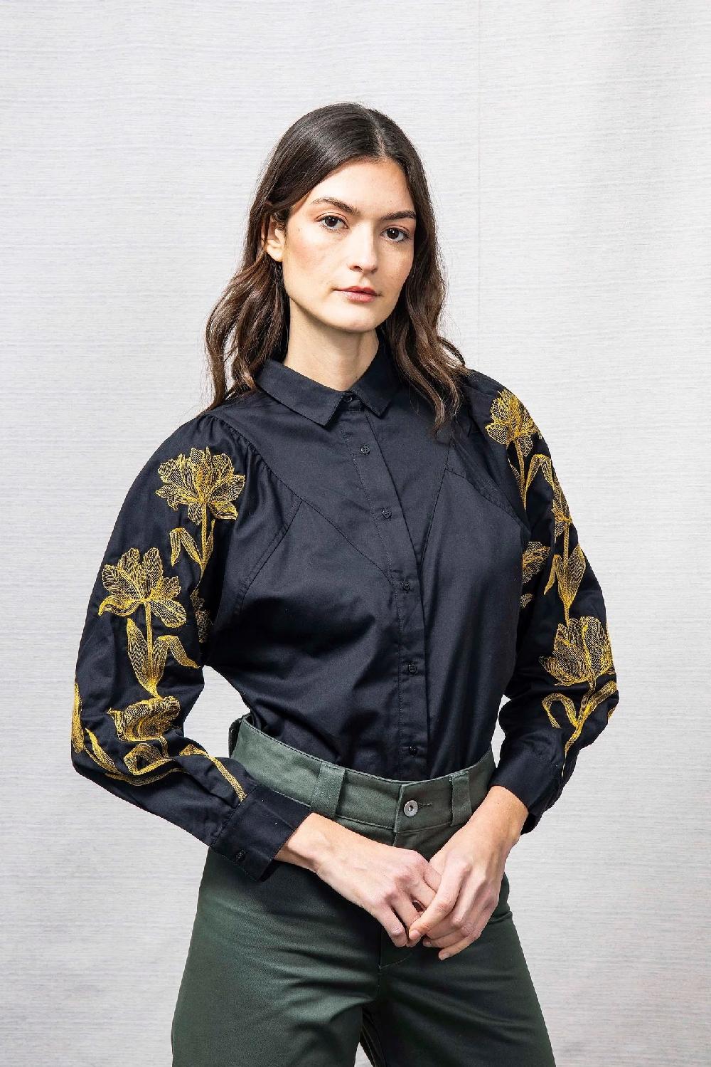 L'exception Chemise Donata Flores Noir Misericordia
