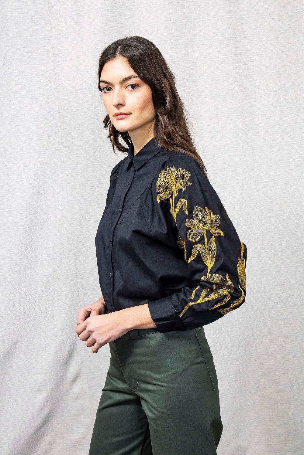 L'exception Chemise Donata Flores Noir Misericordia