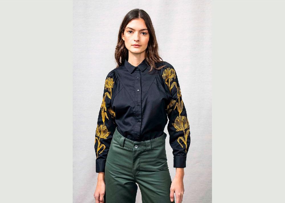 l'exception Chemise Donata Flores Noir Misericordia