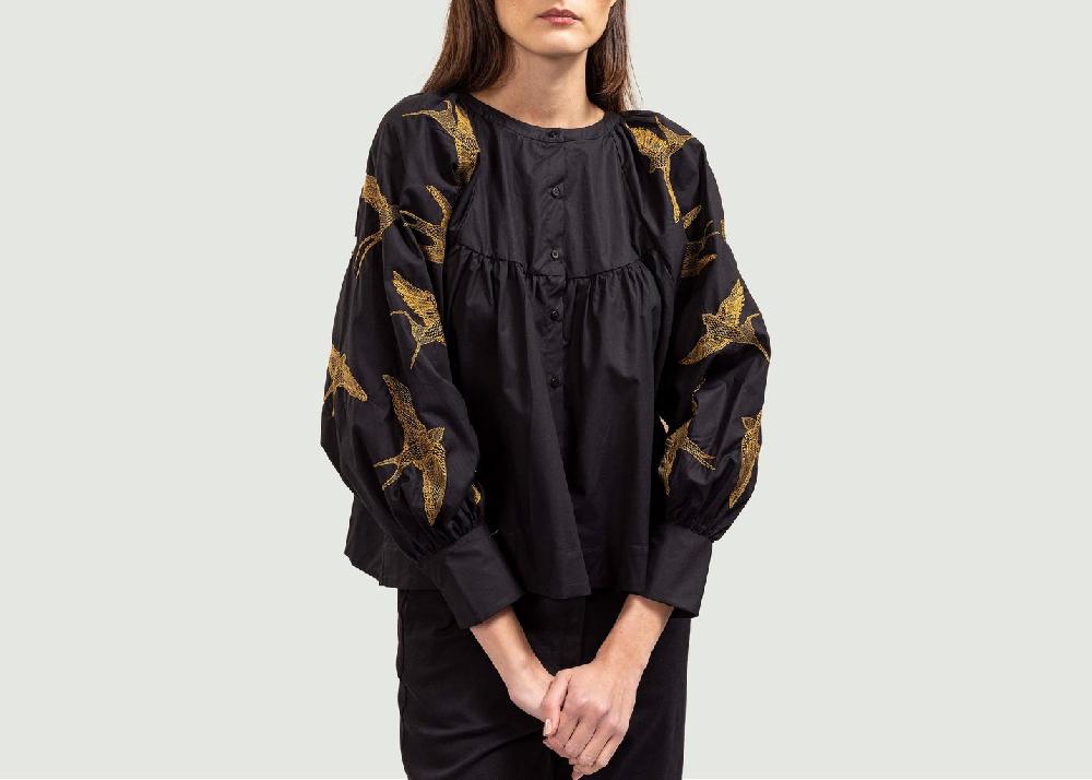 L'exception Chemise Doria Aves Noir Noir Misericordia