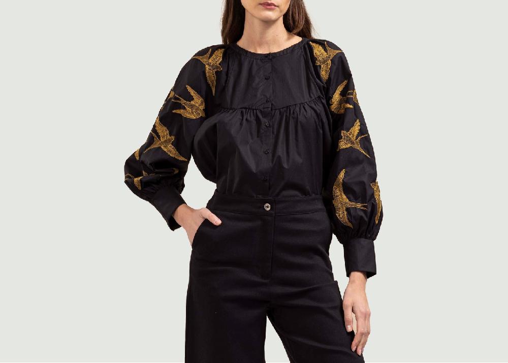l'exception Chemise Doria Aves Noir Noir Misericordia
