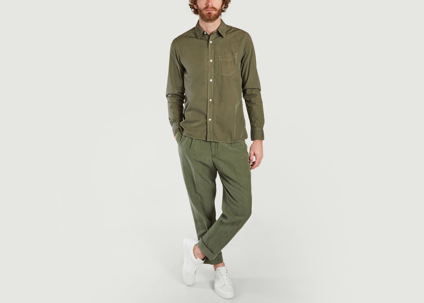 L'exception Chemise Droite En Coton Esteban Khaki Officine Générale