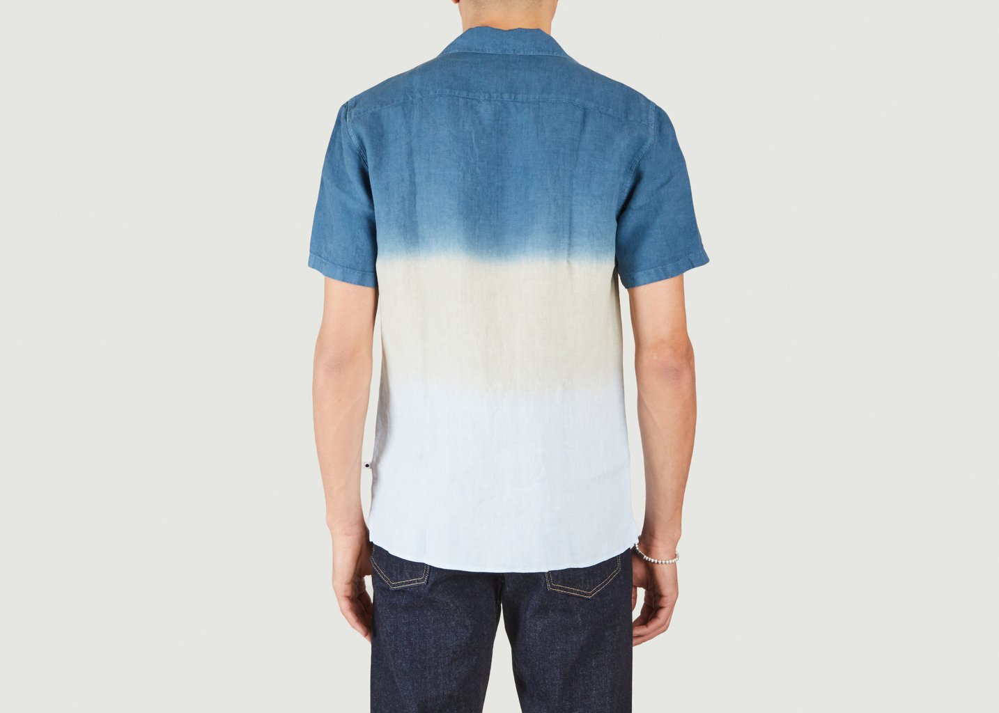 L'exception Chemise Droite En Lin Manches Courtes Miyagi Bleu Canard No Nationality 07
