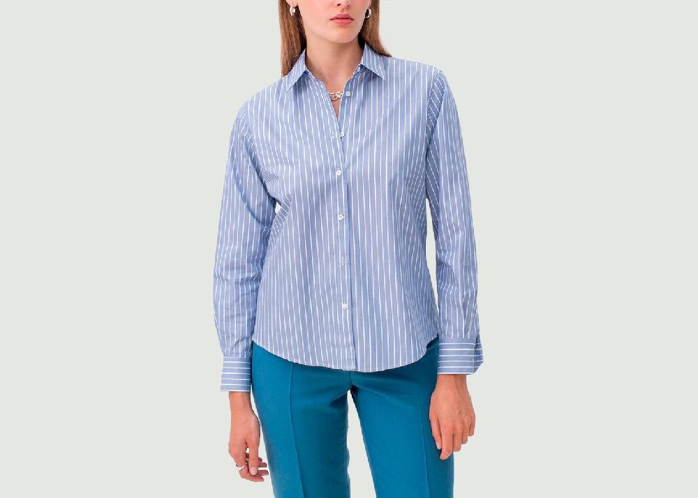 L'exception Chemise Droite Rayée Hudson Bleu Clair 17H10