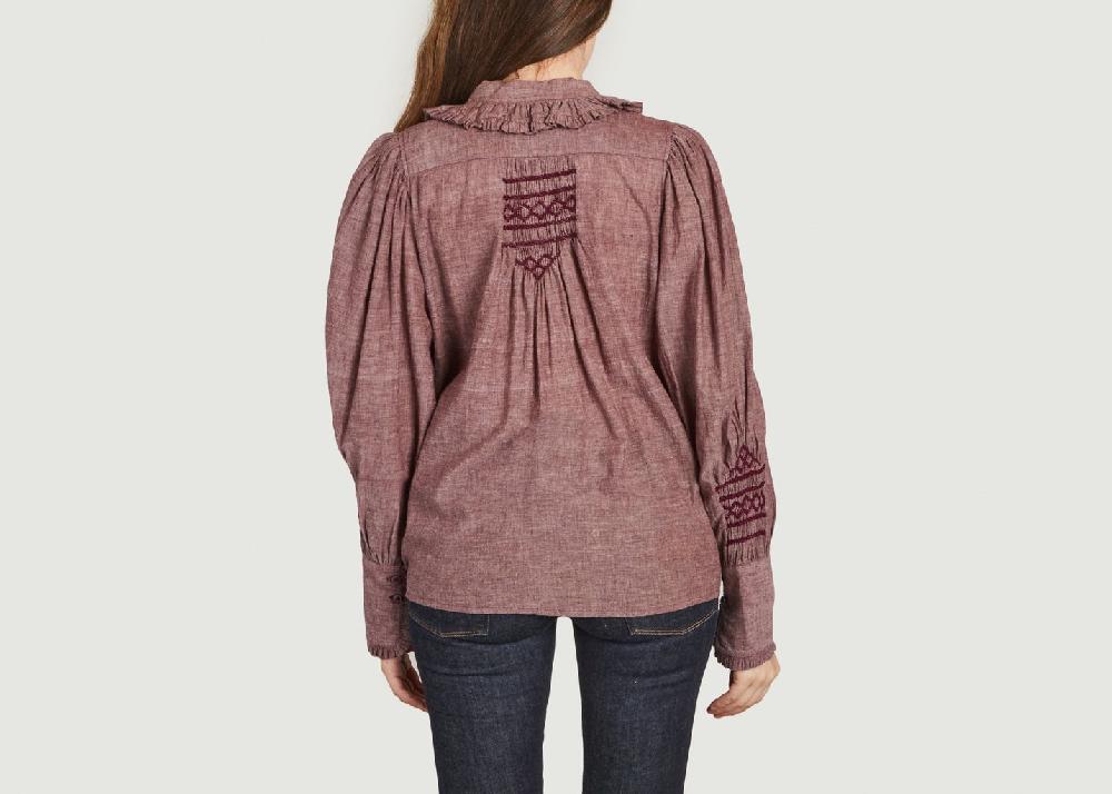 L'exception Chemise En Coton Avec Broderies Et Volants New Champa Marron Laurence Bras