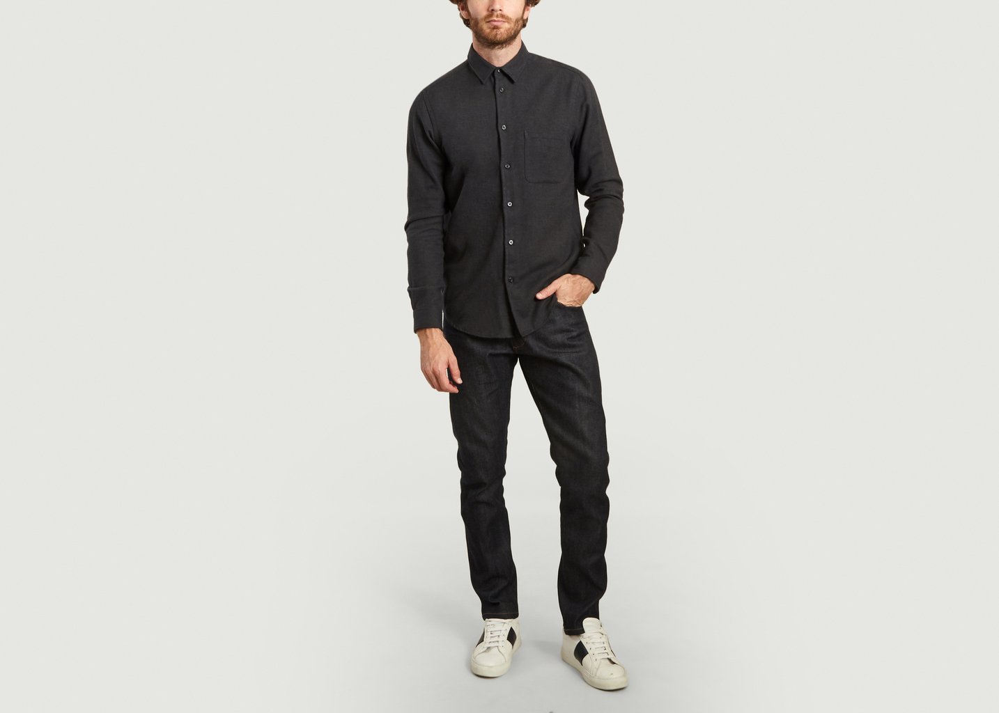 L'exception Chemise En Flanelle Liam NF Anthracite Samsoe & Samsoe