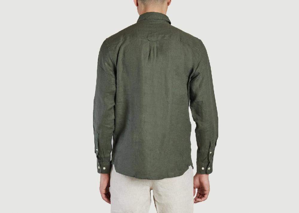 L'exception Chemise En Lin Custom Fit Vert Sapin Knowledge Cotton Apparel