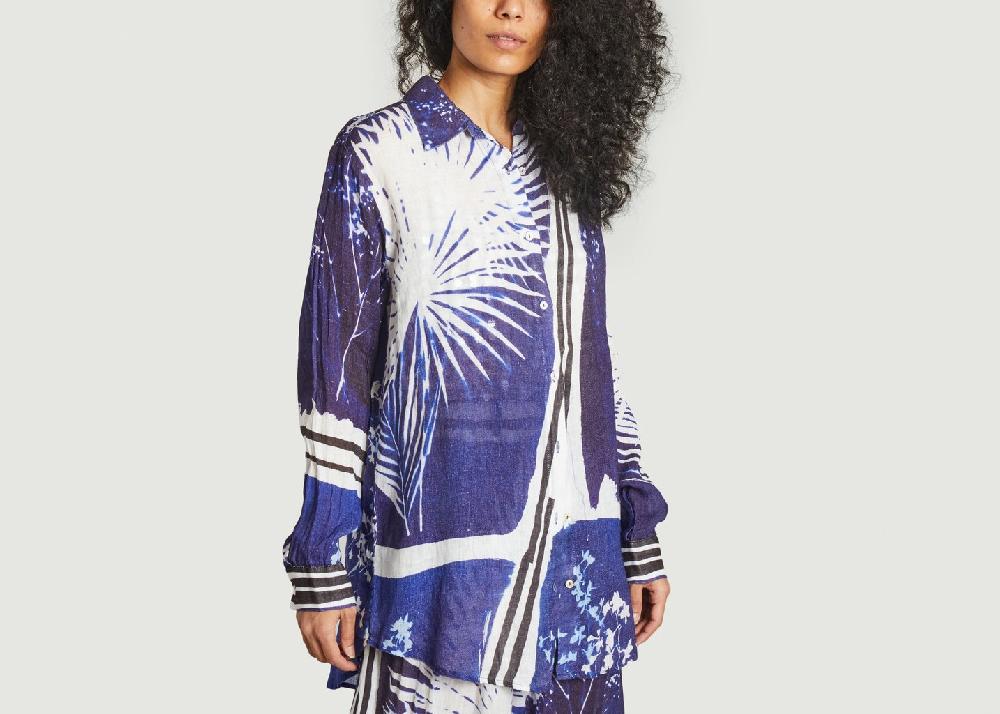 L'exception Chemise En Lin Imprimé Fantaisie Cleon Bleu Mes Demoiselles