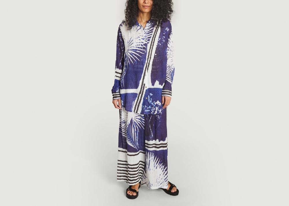 L'exception Chemise En Lin Imprimé Fantaisie Cleon Bleu Mes Demoiselles