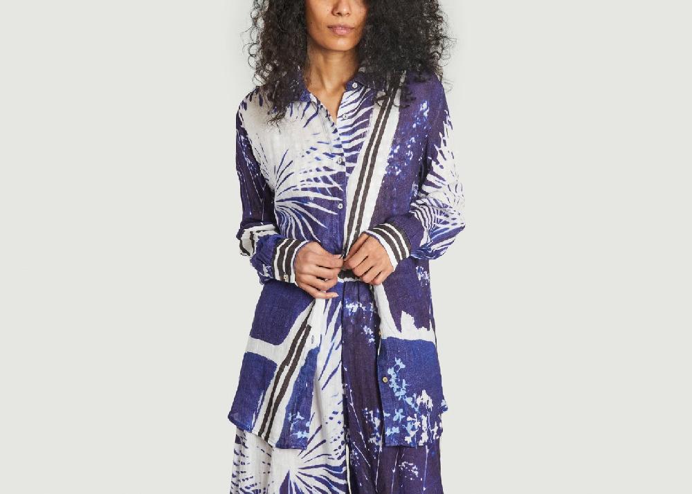 l'exception Chemise en lin imprimé fantaisie Cleon Bleu Mes Demoiselles