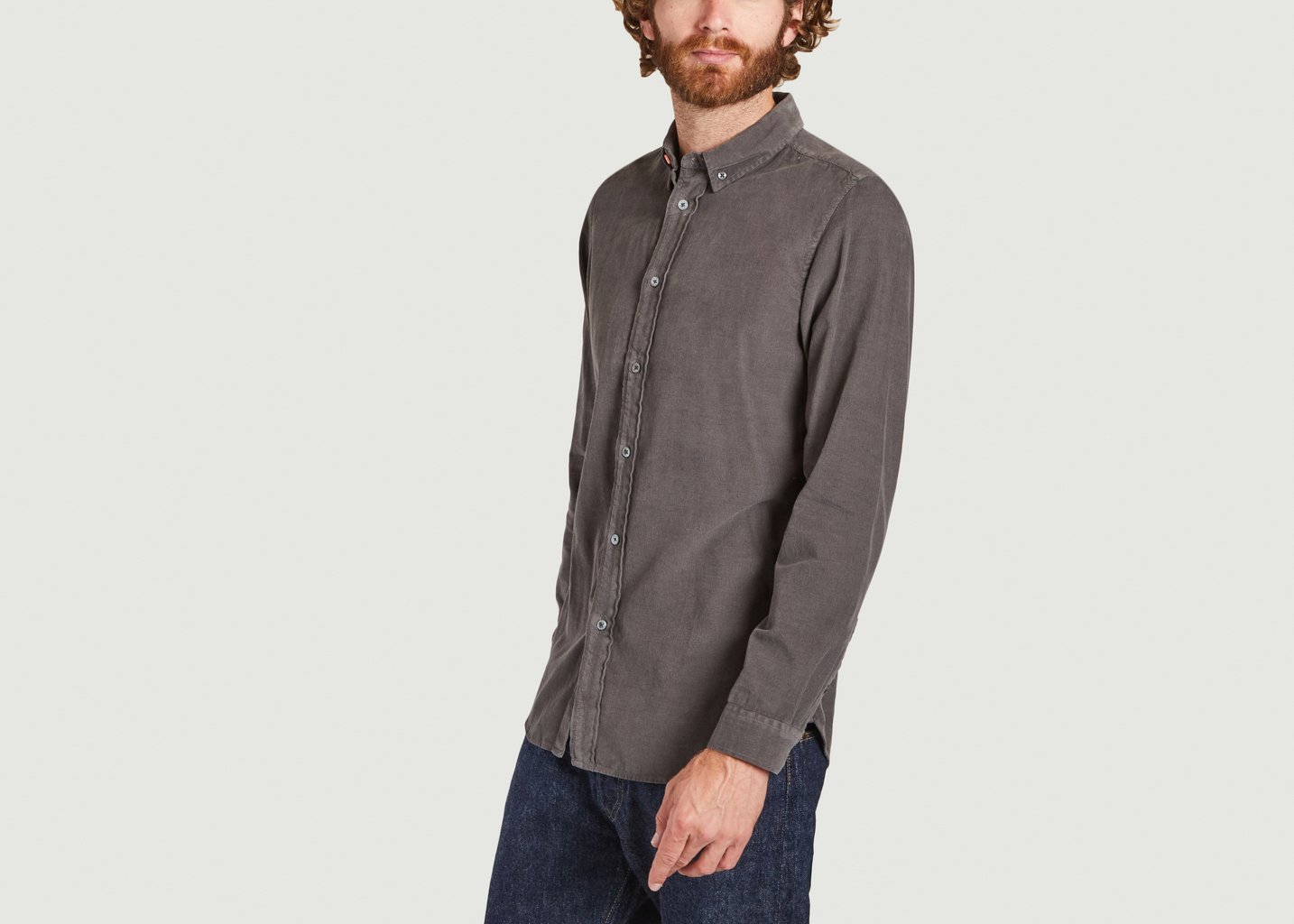 L'exception Chemise En Velours Côtelé Coupe Ajustée Anthracite PS By PAUL SMITH