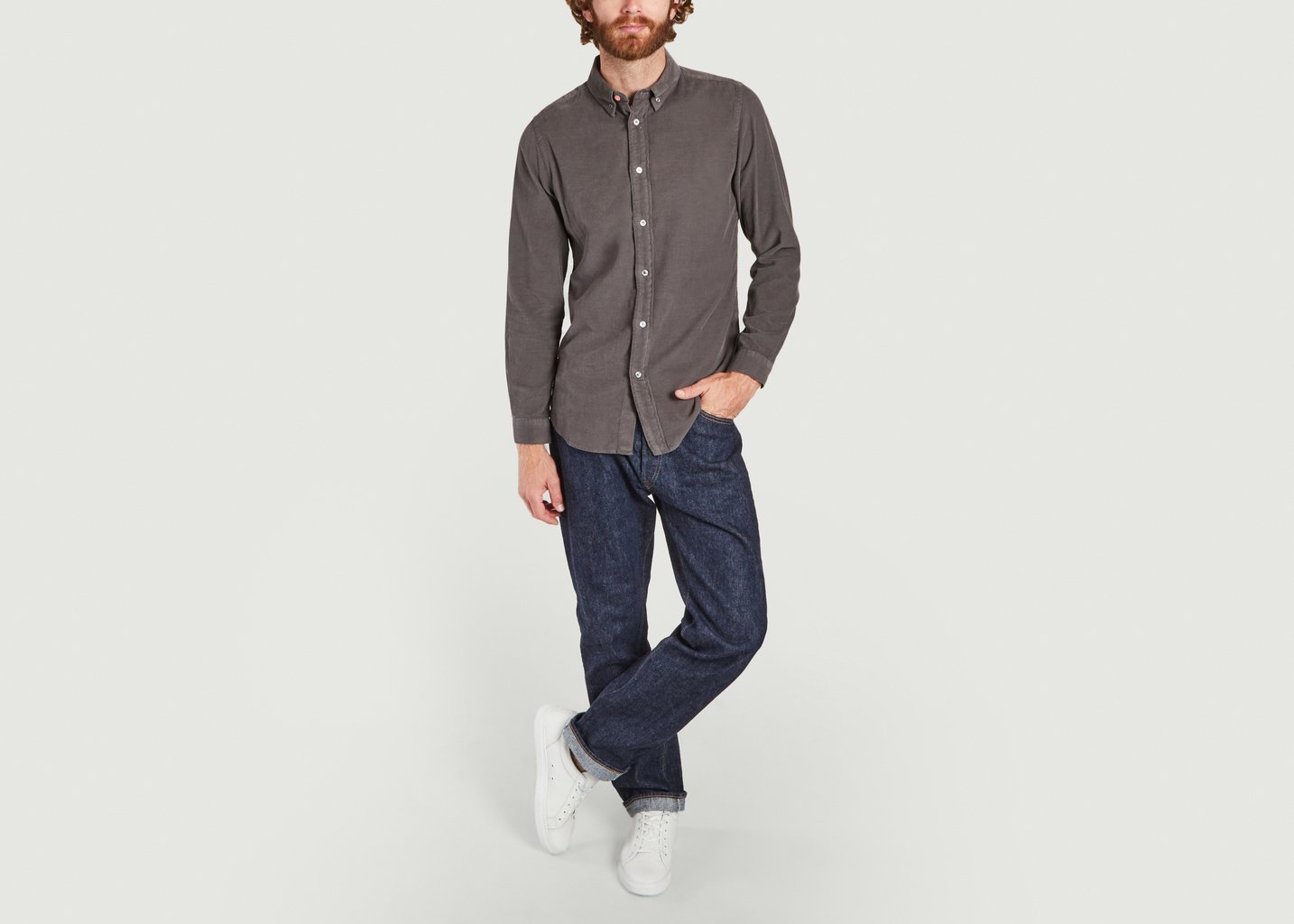 L'exception Chemise En Velours Côtelé Coupe Ajustée Anthracite PS By PAUL SMITH