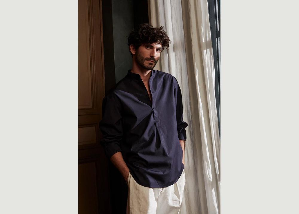 l'exception Chemise Epicurien Bleu Marine Bourrienne Paris X