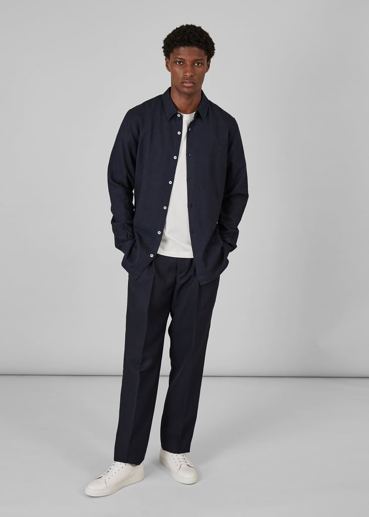 L'exception Chemise Flanelle Italienne Bleu Marine L'Exception Paris