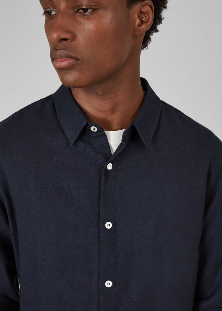 L'exception Chemise Flanelle Italienne Bleu Marine L'Exception Paris
