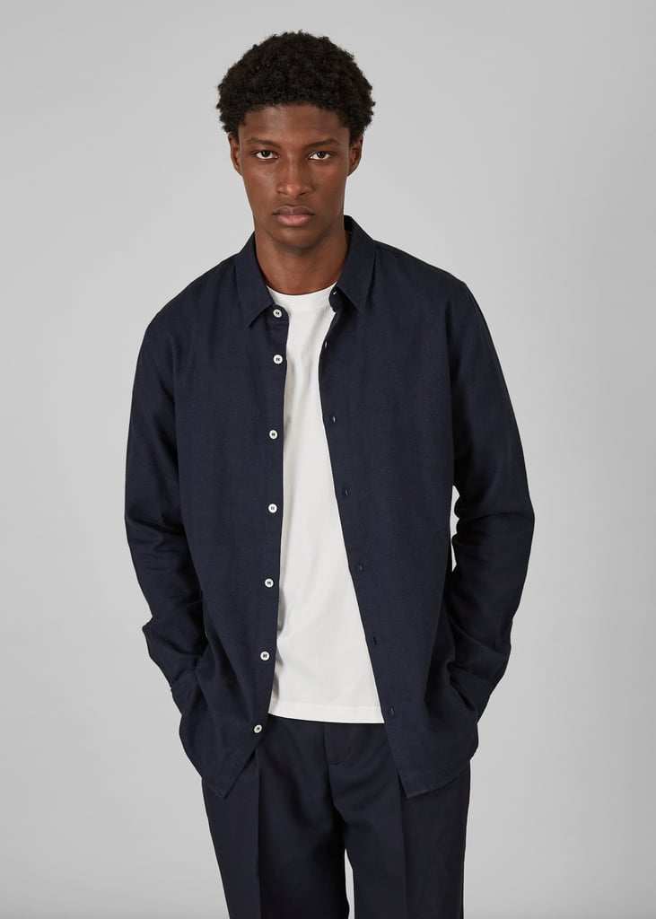 l'exception Chemise Flanelle Italienne Bleu Marine L'Exception Paris