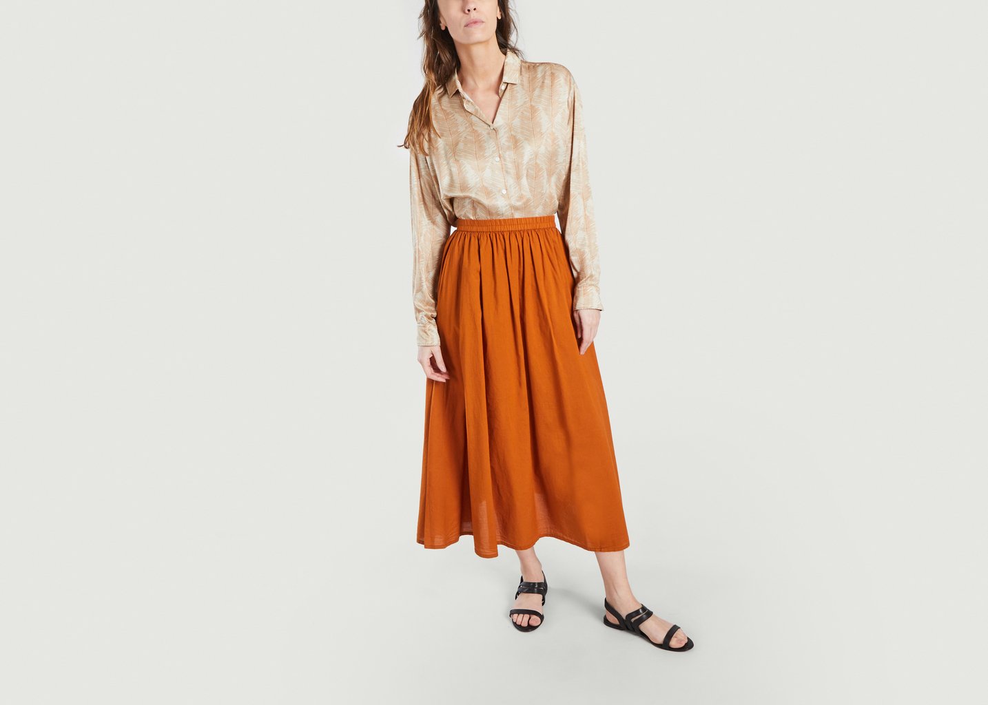 L'exception Chemise Imprimé Feuilles Charlot Caramel Hartford
