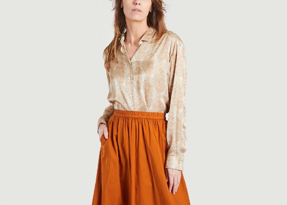 l'exception Chemise imprimé feuilles Charlot Caramel Hartford