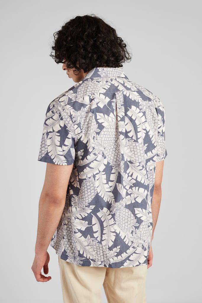 L'exception Chemise Imprimée Manches Courtes En Coton Japonais Bleu Pétrole L'Exception Paris