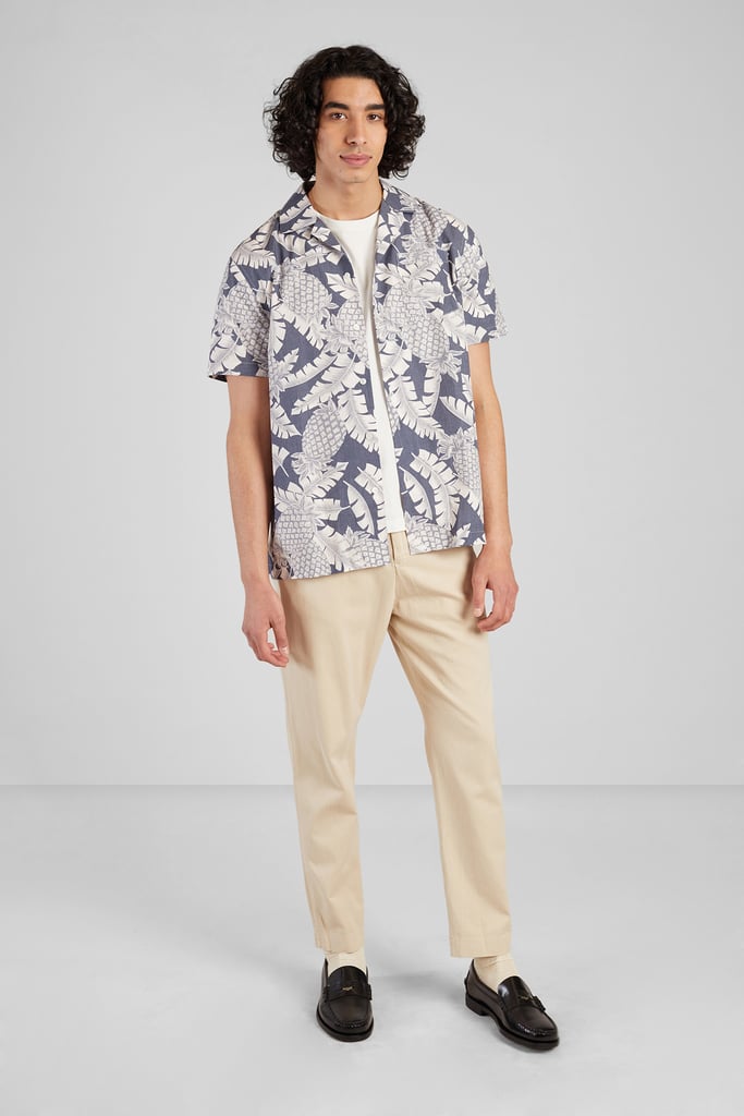 L'exception Chemise Imprimée Manches Courtes En Coton Japonais Bleu Pétrole L'Exception Paris
