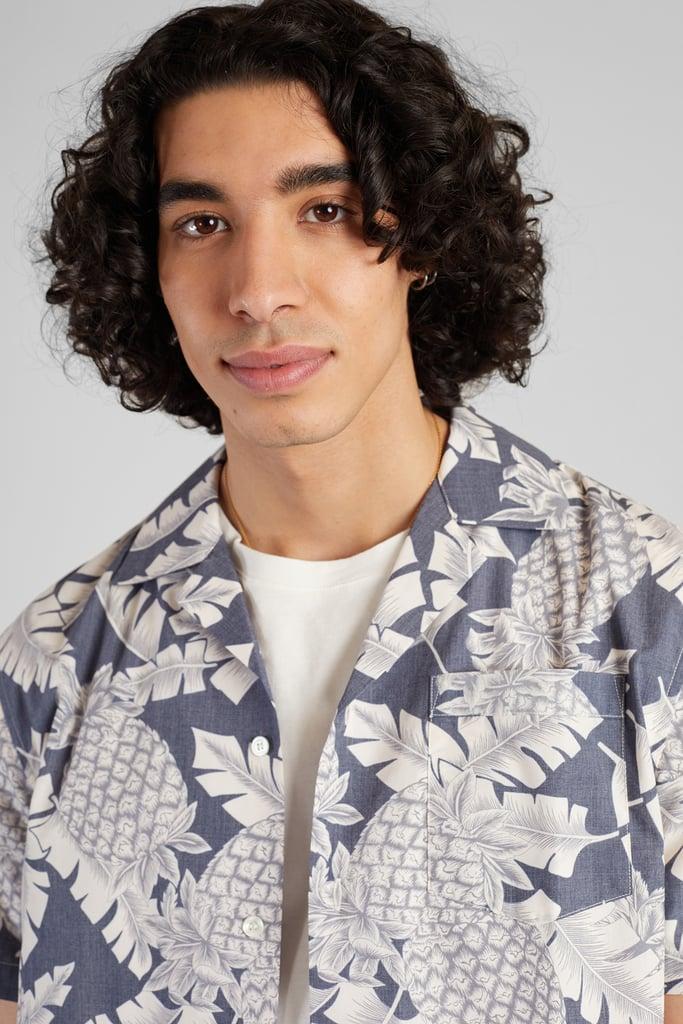 L'exception Chemise Imprimée Manches Courtes En Coton Japonais Bleu Pétrole L'Exception Paris